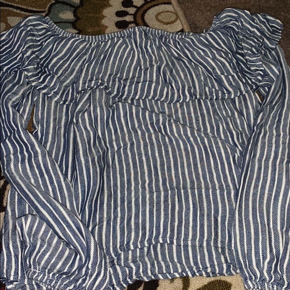 White and light blue long sleeve
